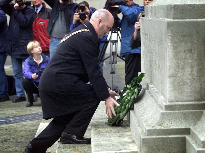 In 2002, Belfast’s first Sinn Fein Lord Mayor, Alex Maskey, laid a wreath in memory of the victims of the battle of the Somme at the Cenotaph at Belfast City Hall