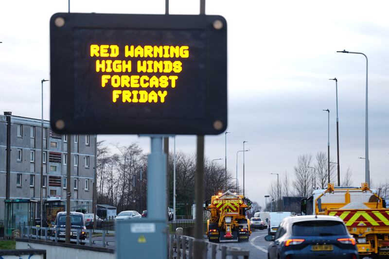 A red weather warning was issued on Wednesday for strong winds