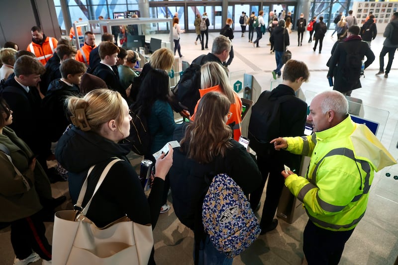 Train passengers arrive and depart from Grand Central Station in Belfast. PICTURE: MAL MCCANN