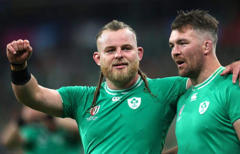 Finlay Bealham (left) celebrated Ireland’s win over South Africa with Peter O’Mahony (Bradley Collyer/PA)
