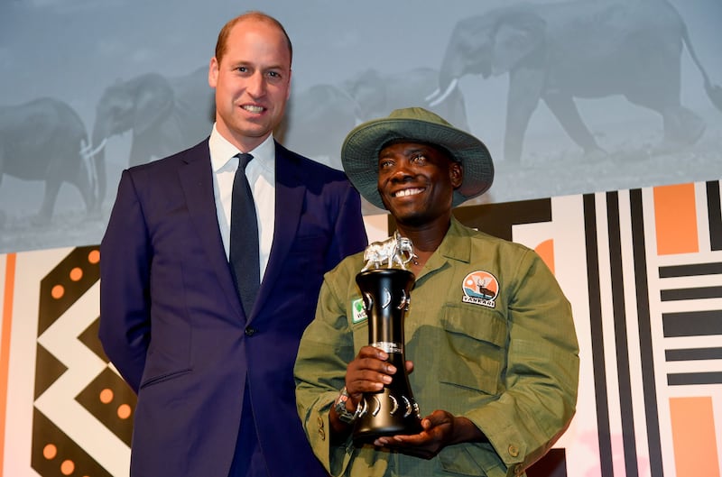 William with Tusk Wildlife Ranger Award winner Suleiman Saidu during the Tusk Conservation Awards in 2021