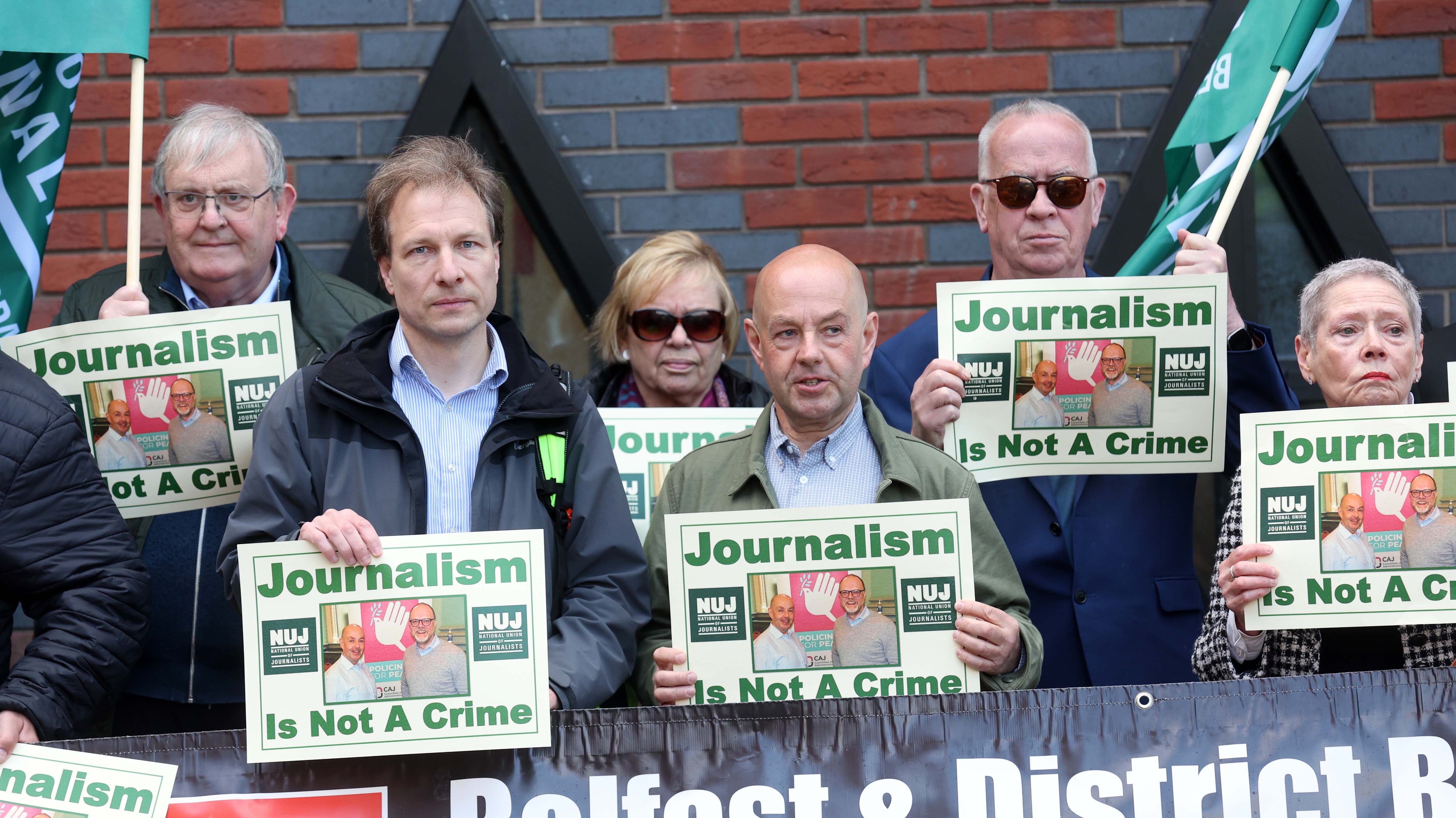 NUJ and Amnesty International  Protest at the  Policing Board on Thursday calling for an  inquiry into surveillance of journalists and lawyers.
PICTURE COLM LENAGHAN