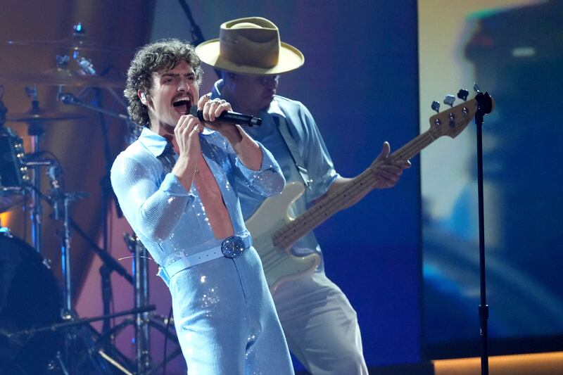 Benson Boone performs Beautiful Things during the 67th annual Grammy Awards (Chris Pizzello/AP)