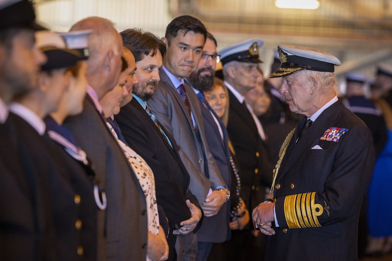 The King meeting families and friends of Royal Navy submariners