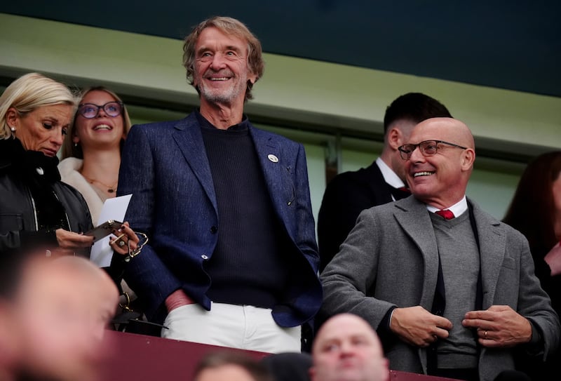 Sir Jim Ratcliffe (left) and Sir Dave Brailsford were among those in attendance at Villa Park