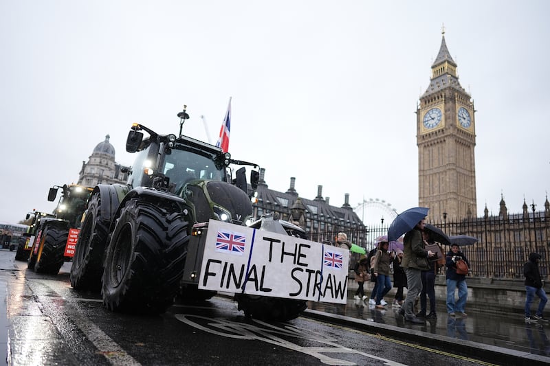 Tractors drove through central London as part of the protest