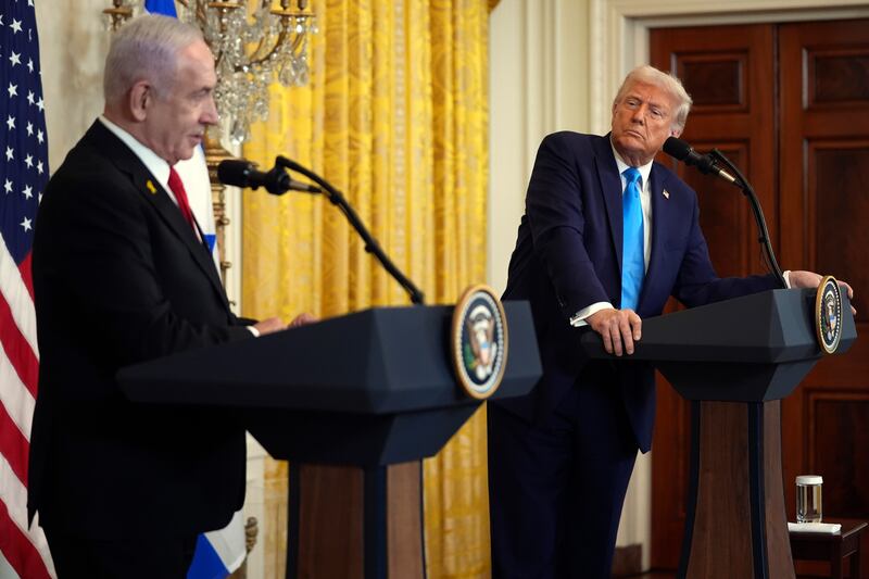 President Donald Trump and Israel’s Prime Minister Benjamin Netanyahu (AP Photo/Evan Vucci)