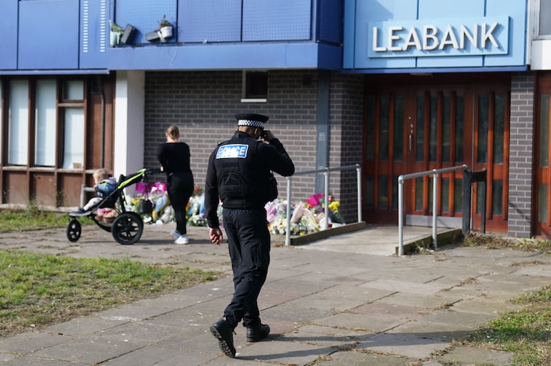 Police officers at Leabank in Luton