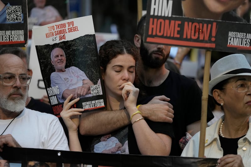 A protest was staged outside outside Prime Minister Benjamin Netanyahu’s house (AP)