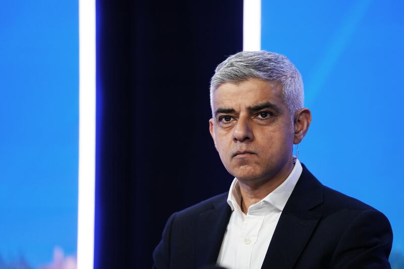 Current Mayor of London and Labour Party candidate Sadiq Khan during the LBC London Mayoral Debate