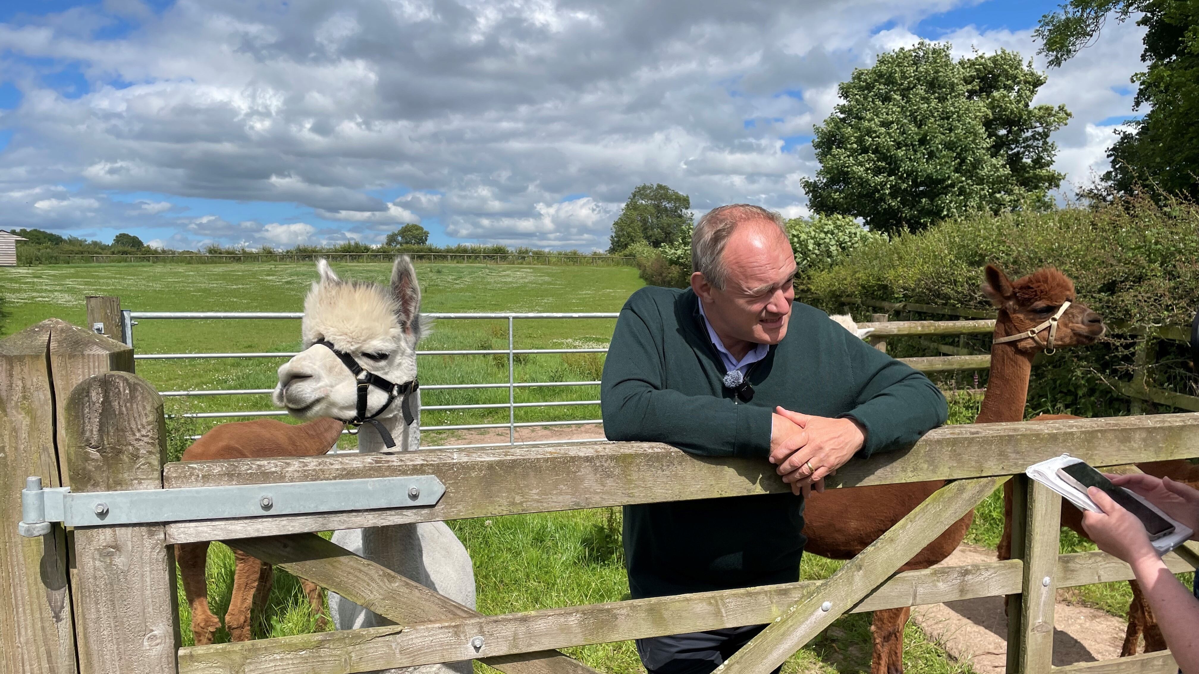 Lib Dem leader Sir Ed Davey has visited 37 Tory-held seats since the election campaign began, including meeting an alpaca at a farm in North Shropshire