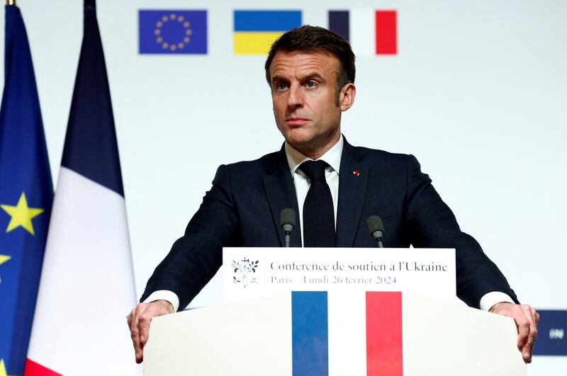 French President Emmanuel Macron said sending Western troops to Ukraine in future should not be ‘ruled out’ (Gonzalo Fuentes/Pool/AP)