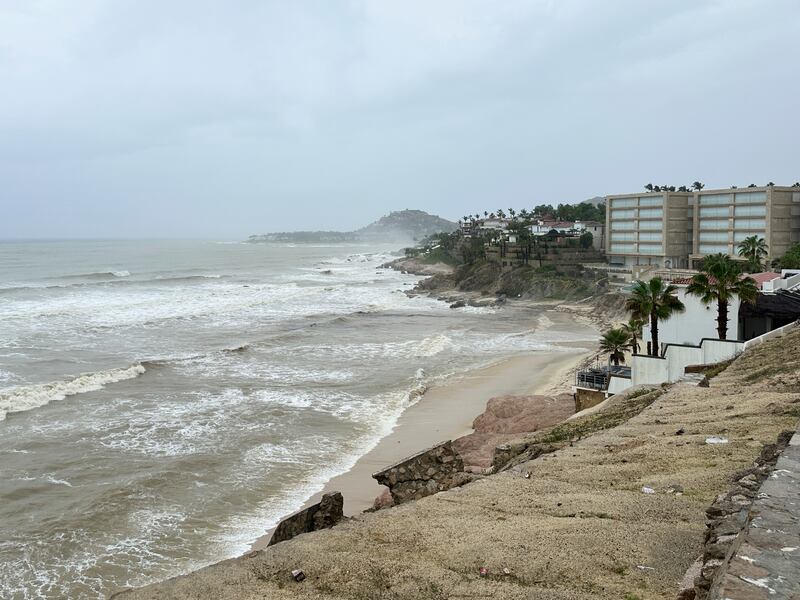 The storm brought constant rain and large waves to the resort-lined area of San Jose de los Cabos (Armando Figaredo/AP)