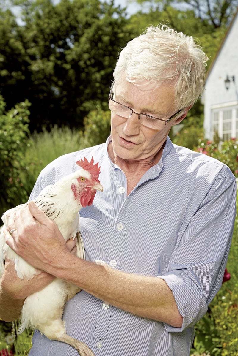 Paul O'Grady and a rooster