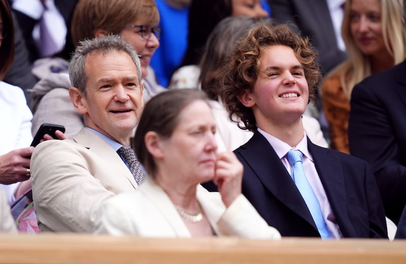 Alexander Armstrong (left) was engrossed in the tennis as Wimbledon 2024 got under way