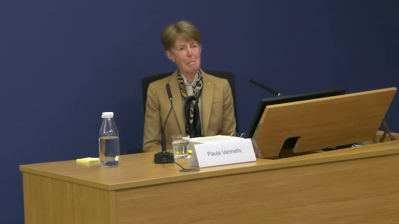 Former Post Office boss Paula Vennells becoming tearful while giving evidence to the inquiry at Aldwych House, central London