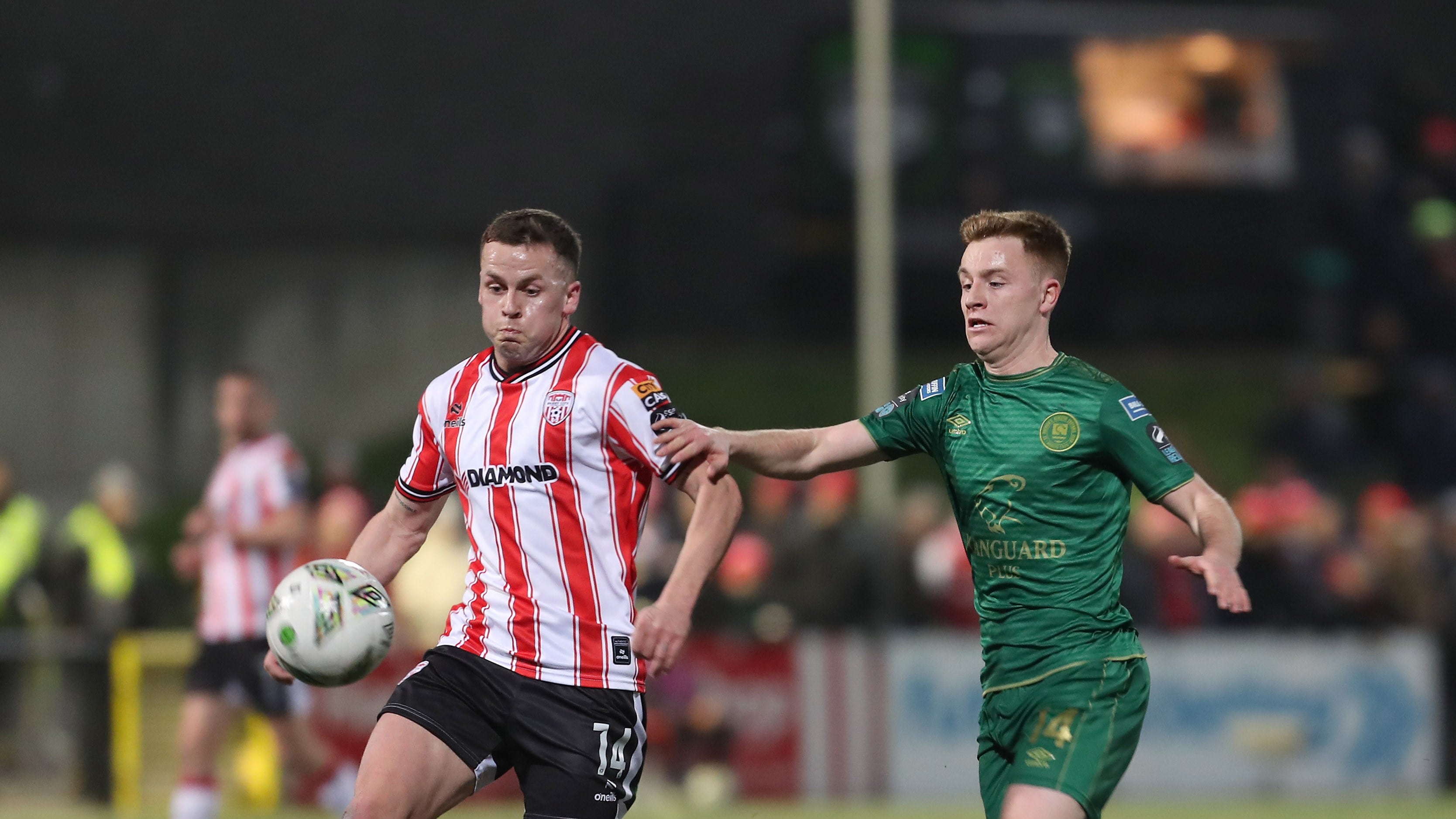 Derry City's Ben Doherty in action against St Pat's Athletic on Friday night
Picture: Margaret McLaughlin