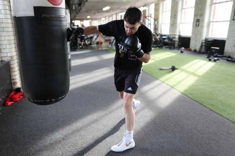 Padraig McCrory trains ahead OF  his fight against WBO super-middleweight champion Edgar Berlanga.
PICTURE: COLM LENAGHAN