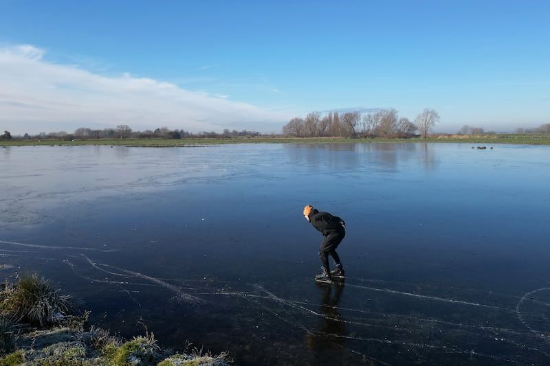 Ugo Sassi skates in the Cambridgeshire Fens