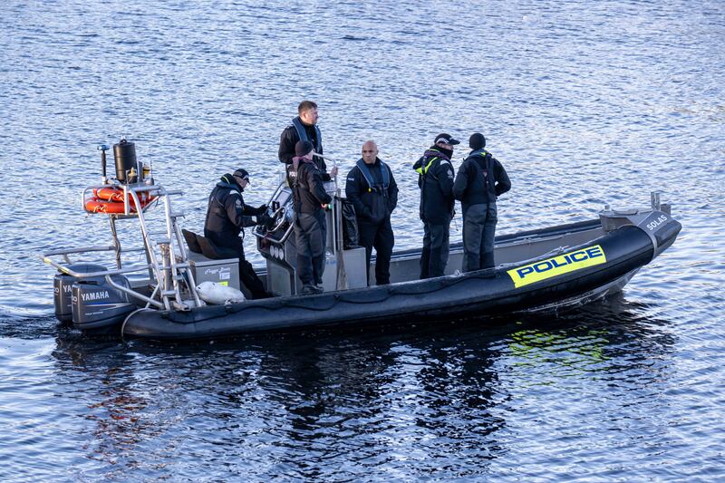 A police recovery operation on the River Dee, near to the Queen Elizabeth Bridge in Aberdeen, where a body was recovered