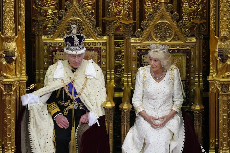 The King and Queen during the State Opening of Parliament in November 2023