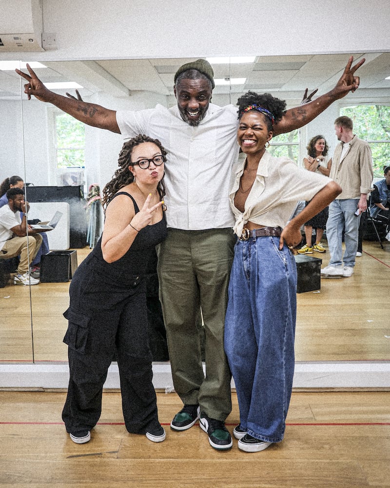 Playwright Lynette Linton, producer Idris Elba, and playwright Benedict Lombe. (Justine Matthew/Shifters)