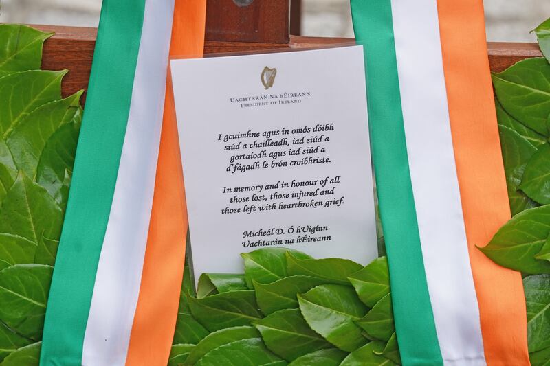 A message from President Higgins on a wreath
