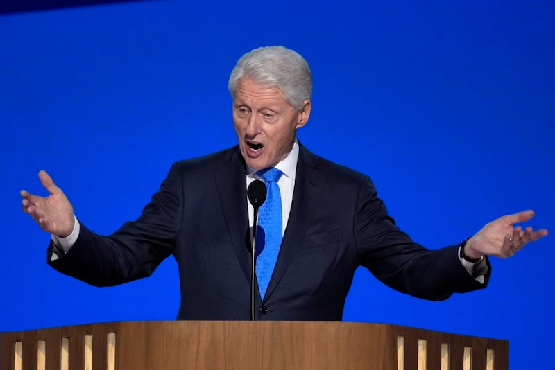 Bill Clinton gestures during his speech (J Scott Applewhite/AP)