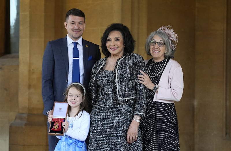 Dame Shirley Bassey, with her daughter Sharon, her grandson Sebastian and his daughter Sofia