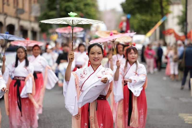 Press Eye - Belfast - Northern Ireland - 17th August 2024

This year’s Belfast Mela Festival started today with a Mela Carnival through the streets of Belfast city centre.
 
More than 800 participants representing more than 20 different cultural groups and from neighbourhoods across the city took part in Mela Carnival Parade through Belfast city centre today, led by the Lord Mayor of Belfast, Councillor Micky Murray, and Belfast Mela Founder Nisha Tandon, with pulsating world music and dance and amazing sculptures.

A series of Mela Plus events will follow across the city this week, leading up to the annual Mela Day extravaganza in Botanic Gardens on Sunday 25 August.
 
Northern Ireland’s largest cultural diversity festival, the 18th Belfast Mela, sponsored by Sensata Technologies, invites the world back into the heart of the city with an amazing line-up of global music, dance, art, theatre, wellbeing and food.
 
The Carnival joined a Global Village at Belfast City Hall with live on-stage performances hosted by U105’s Carolyn Stewart and UTV’s Paul Reilly along with food and arts workshops.
 

Photo by Kelvin Boyes / Press Eye.