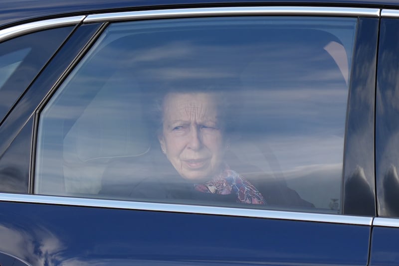 Anne is driven to Horse Guards Parade for the ceremonial welcome for the state visit of the Emir of Qatar Sheikh