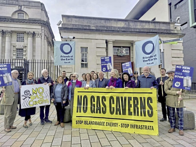 No Gas Caverns protestors pictured outside the High Court in Belfast during a previous legal challenge. They now say they will appeal August&#39;s High Court decision 