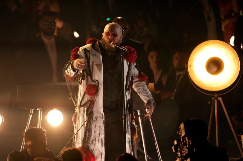 Teddy Swims performs Lose Control during the 67th annual Grammy Awards (Chris Pizzello/AP)