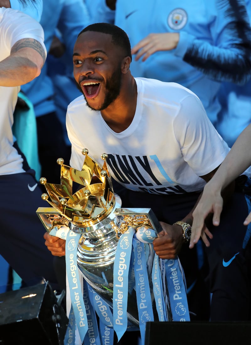 Raheem Sterling won the Premier League title four times during his time at Manchester City