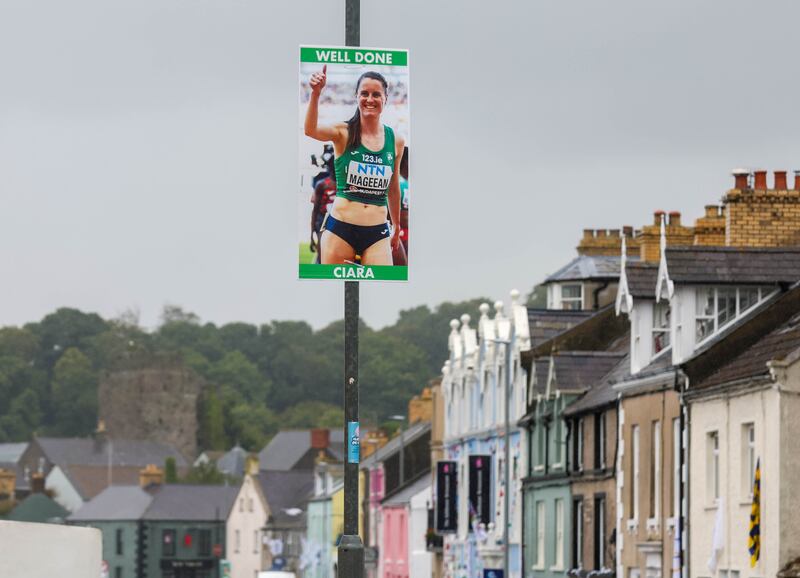 Portaferry decorated for Olympian Ciara Mageean.
PICTURE COLM LENAGHAN