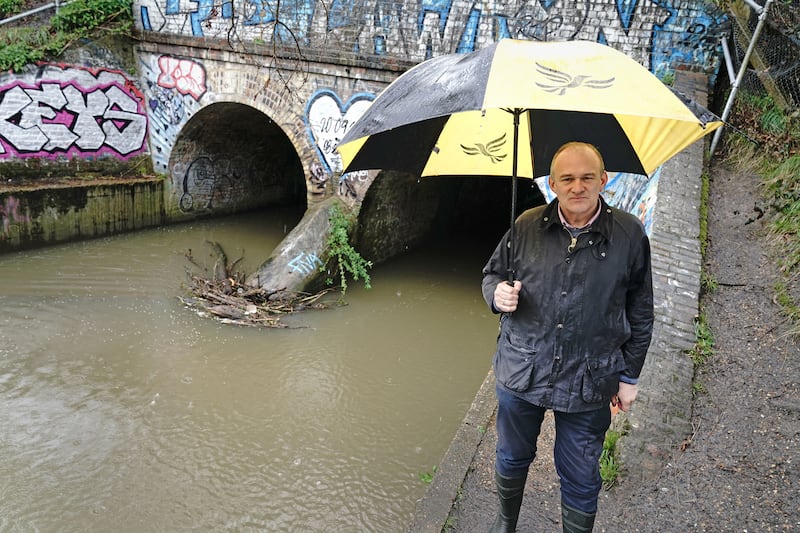 Liberal Democrat leader Sir Ed Davey by the Hogsmill River in Berrylands, south west London