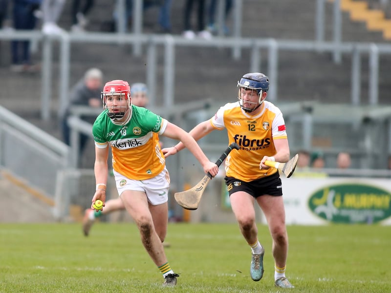 Offaly's Sam Bourke in action against Antrim's Keelan Molloy