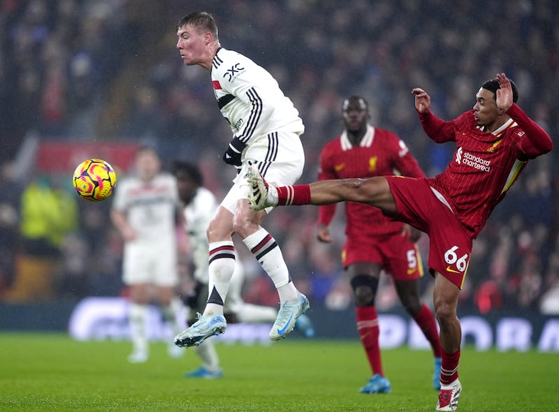 Trent Alexander-Arnold, right, endured a difficult afternoon