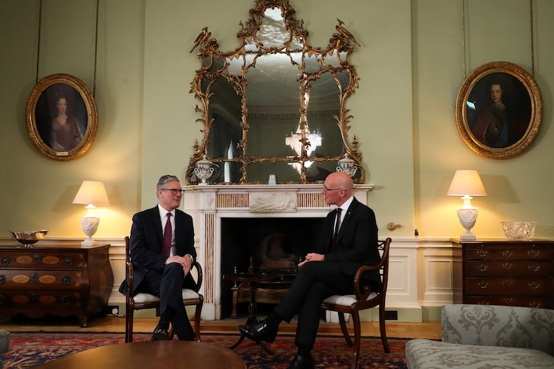 Prime Minister Sir Keir Starmer at Bute House, Edinburgh, with Scottish First Minister John Swinney