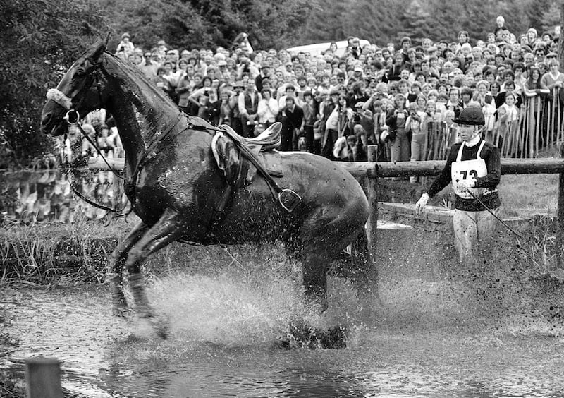 Anne took a tumble at the 20th fence in the cross country section of the Burghley Horse Trials in 1981