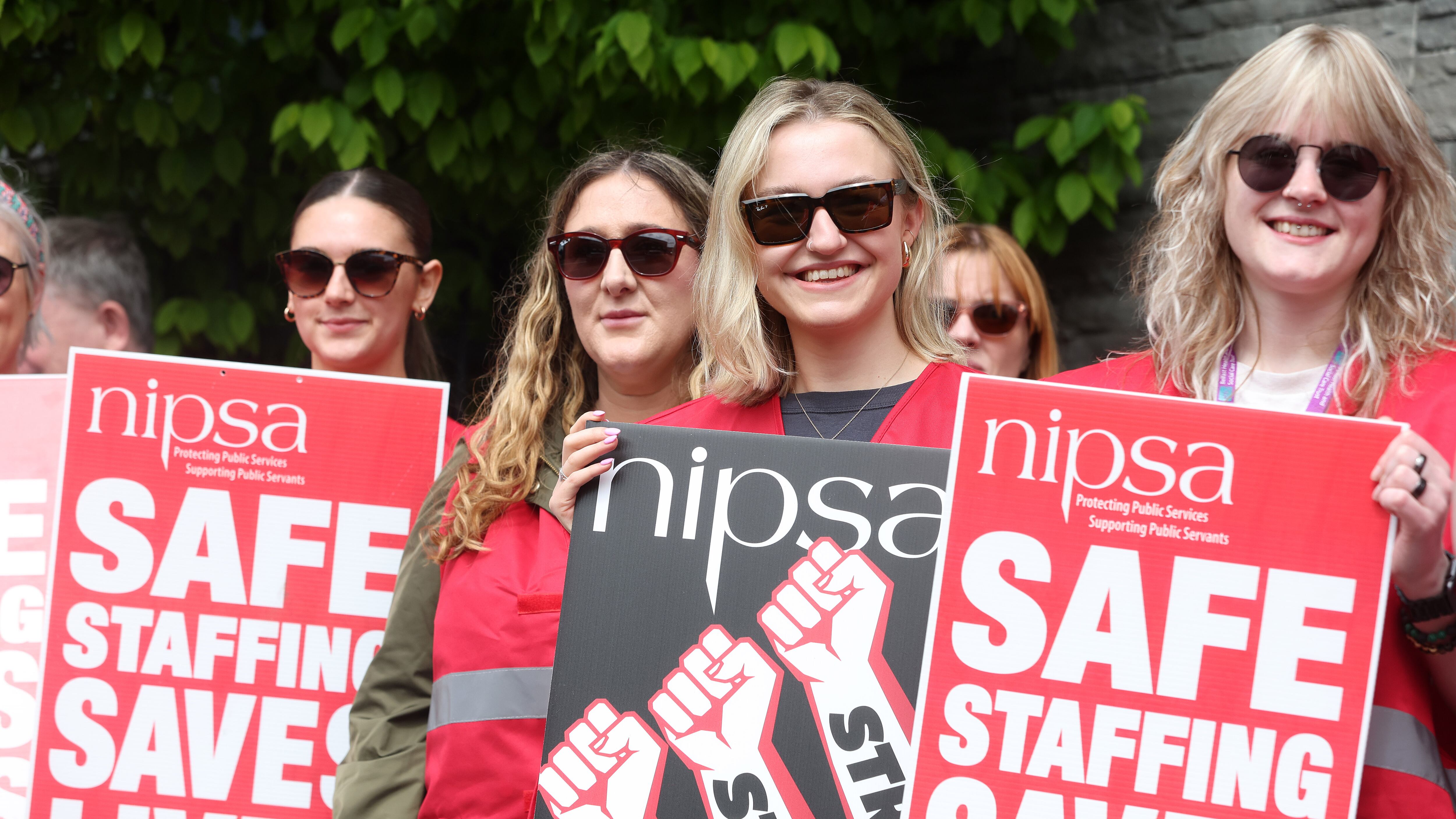 Nipsa members on strike at the Shankill Wellbeing and Treatment Centre. PICTURE: MAL MCCANN