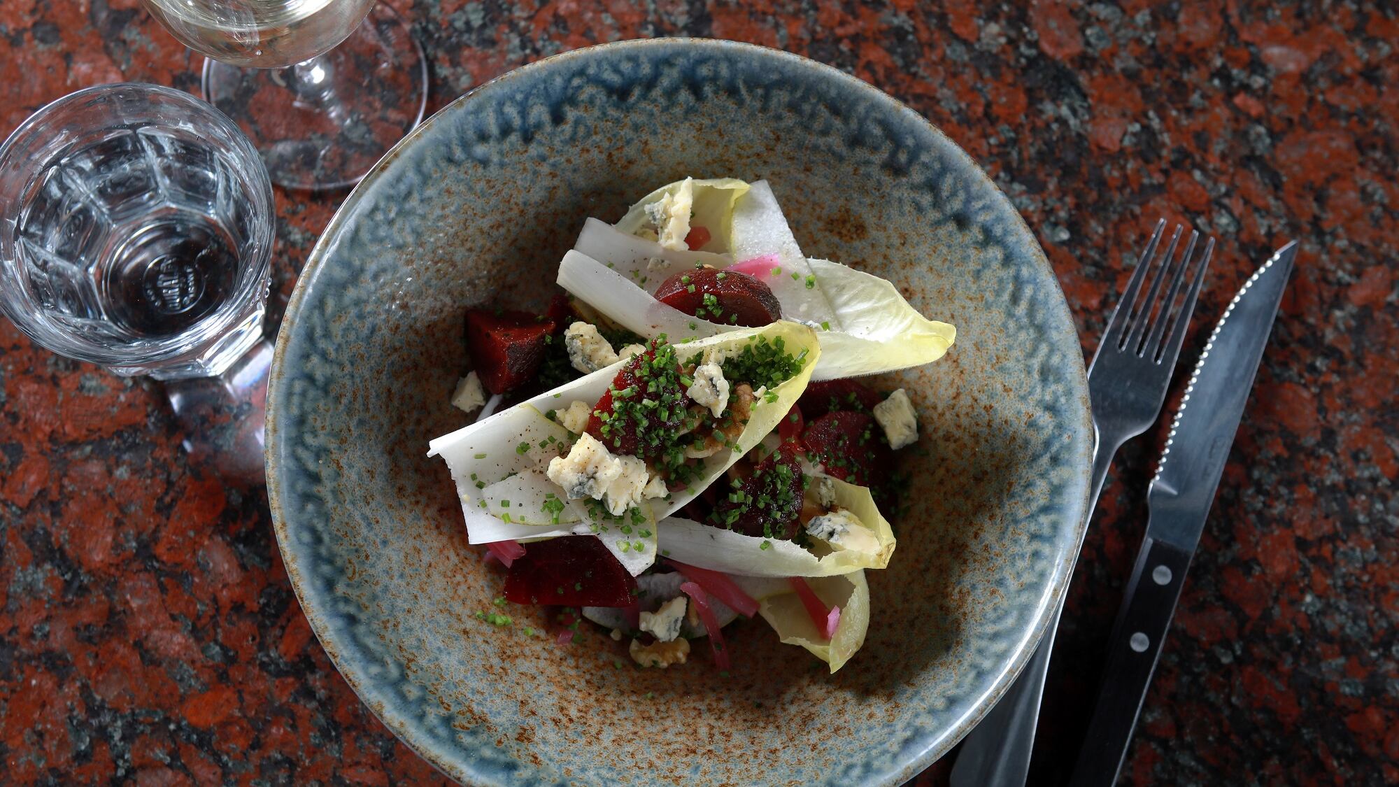 Endive, Blue Cheese, Beetroot, and Pear Salad