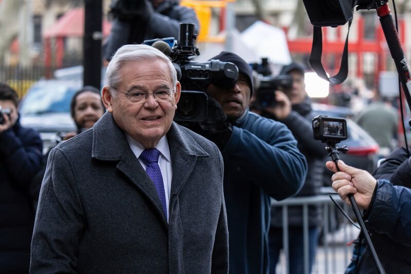 Former US senator Bob Menendez arriving at court on Wednesday (Stefan Jeremiah/AP)