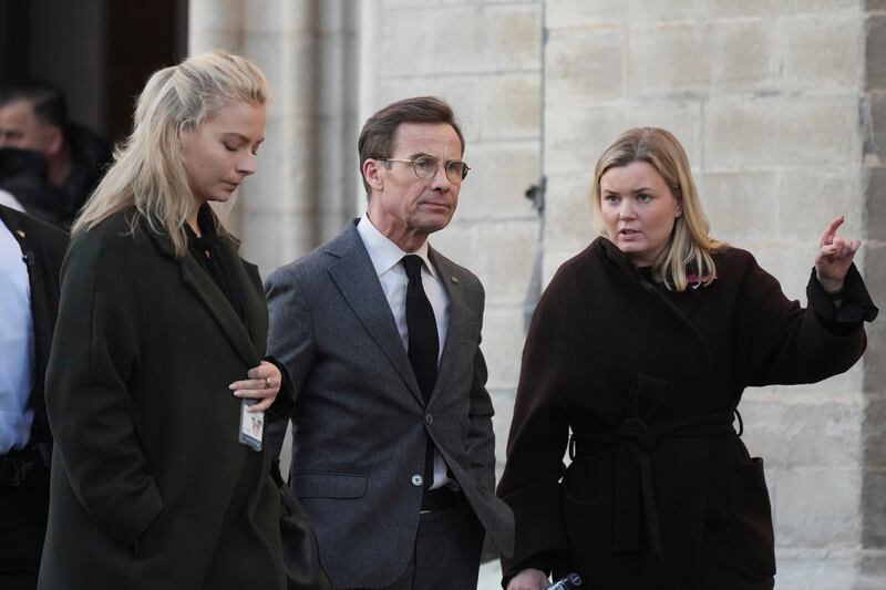 Sweden’s Prime Minister Ulf Kristersson was among the officials to attend a memorial service (Sergei Grits/AP)