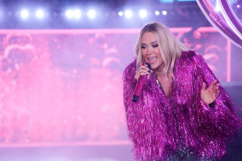 Carrie Underwood performs during the Times Square New Year’s Eve celebration (Charles Sykes/Invision/AP)