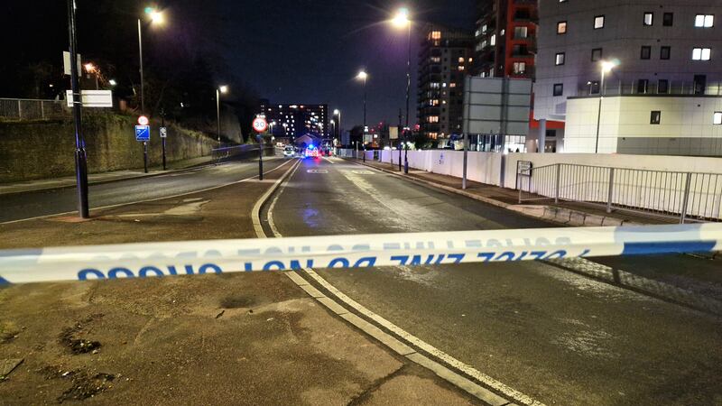 Police tape at the scene of the incident