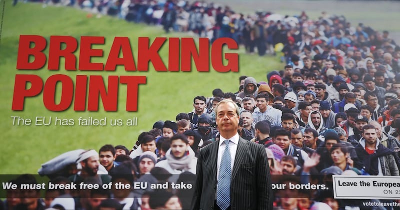 Nigel Farage unveils Ukip’s ‘breaking point’ poster in the EU referendum campaign
