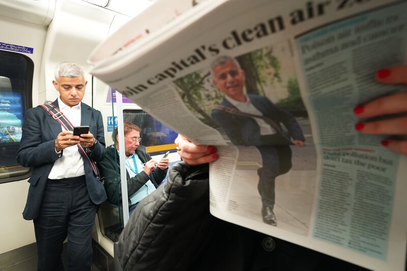 Sir Sadiq travelling on the London Underground