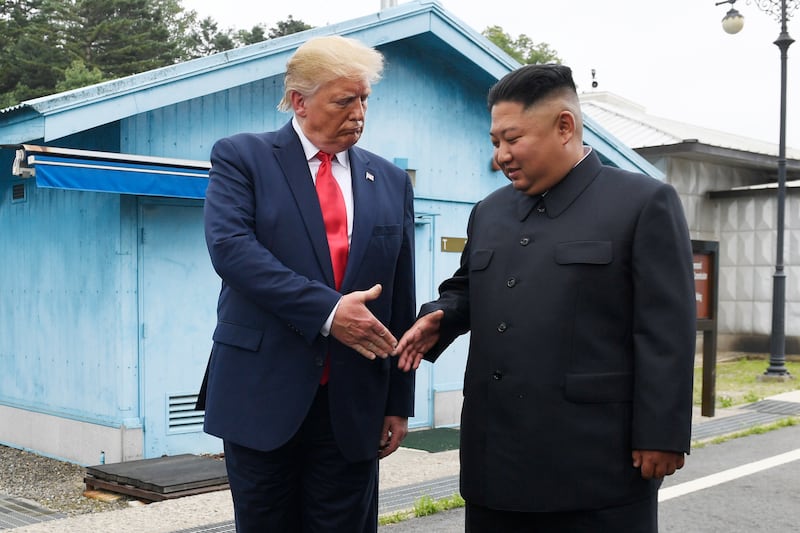 President Donald Trump meets with North Korean leader Kim Jong Un at the border village of Panmunjom in the Demilitarized Zone in 2019 (AP/Susan Walsh)