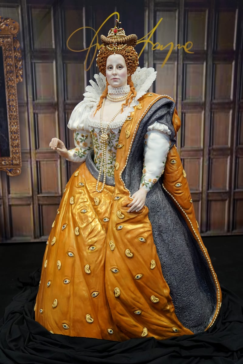 A Queen Elizabeth I cake on display at the Cake International show at the NEC in Birmingham